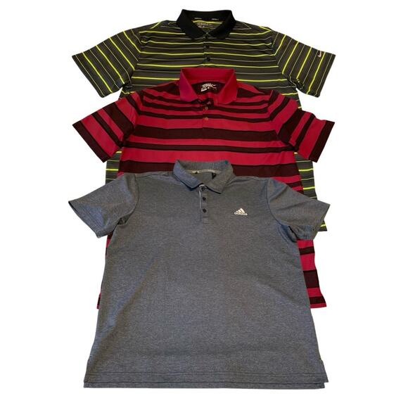 Lot Of 3 Nike Dri Fit Tour Performance Adidas Golf Mens Size Large Polo Shirt - Picture 1 of 16